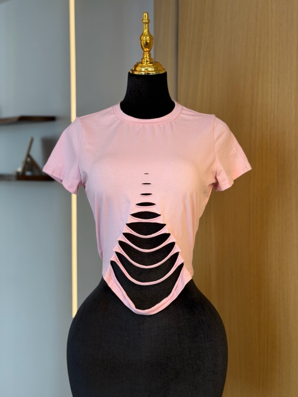 Sweatyrocks Pink Distressed Cutout Crop Top | Y2K Muse